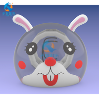 Tente bulle gonflable transparente en PVC pour enfants, thème lapin, palais de cristal avec piscine à balles et toboggan 3m*3m*3m