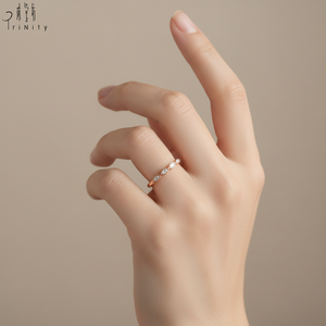 Bague empilable populaire en or rose massif 18 carats avec diamants naturels véritables, design antique minimaliste exquis, vente en gros - Product Image 1