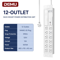 Boîtier de distribution PDU DEMU pour montage en rack 19 pouces, 12 prises US 15A, protection contre les surtensions 3900J, interrupteur de surcharge, 1 USB, 2 Type-C