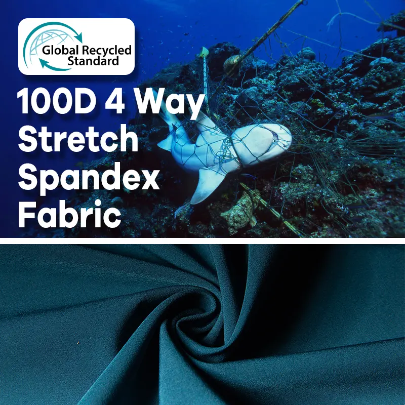 Eco-friendly fabric 100D 4 way stretch fabric Polyester Spandex Recycled Fabric for pants