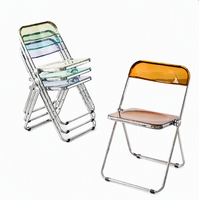 Chaise pliante en acrylique transparente empilable pour événements, avec structure en métal chromé, idéale pour mariages, banquets, hôtels, vente en gros