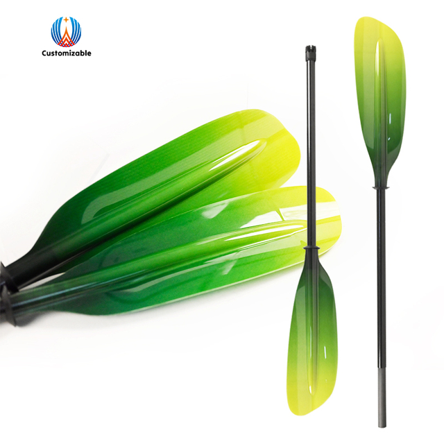 HOFi Customized 4-Piece Full Kayak Paddle Transparent Fiberglass Blade with Carbon Shaft for Waterplay Crafts Accessories
