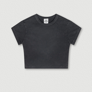 Streetwear Casual Summer Short Sleeve White Women's Acid Washed <strong>T-Shirt</strong> Cotton Spandex Baby Tee Y2K Slim Fit Crop Tops Free - Product Image 6