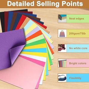 Carta Artistica Colorata 20 Fogli in 20 Colori Assortiti Formato <span class=keywords><strong>A4</strong></span> 200GSM per Creazione di Biglietti, Confezioni Regalo, Decorazioni per Feste e Materiale Scolastico - Product Image 4