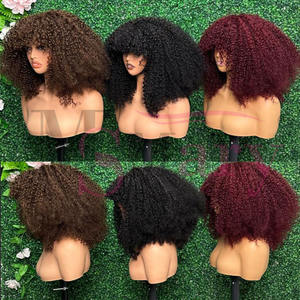 Perruque en <span class=keywords><strong>cheveux</strong></span> humains vierges vietnamiens bruts doublement étirés, bouclés, faits à la main, densité totale SDD, avec <span class=keywords><strong>frange</strong></span> - Product Image 3