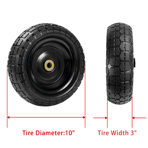 Roue de remplacement industrielle pour <span class=keywords><strong>brouette</strong></span>, chariot à main, <span class=keywords><strong>tondeuse</strong></span> à gazon, roue de 10 pouces en polyuréthane solide, sans chambre à air, roue à 4 temps - Product Image 2