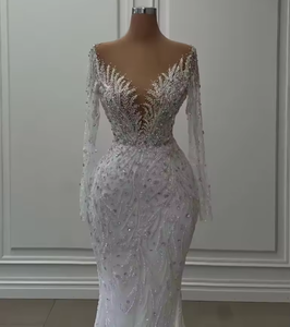 Vestido de Novia Sirena Africana 2025 con Cola Desmontable y Decoración de Encaje, Estilo Largo hasta el Suelo - Product Image 1