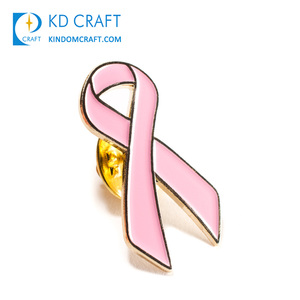 เข็มกลัดโลหะเคลือบทองรูปริบบิ้นสีชมพูสำหรับรณรงค์มะเร็งเต้านม พร้อมโลโก้สั่งทำพิเศษ มีสีเขียว น้ำเงิน ดำ แดง เหลือง - Product Image 6