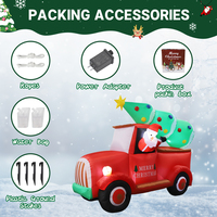 Décoration de Noël gonflable en plastique de 2,2 m de long avec Père Noël au volant et lumières LED rouges