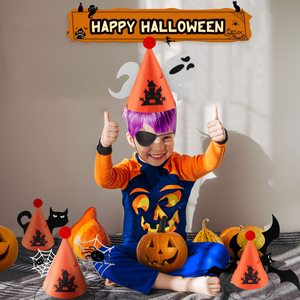 Sombrero de fiesta de <span class=keywords><strong>Halloween</strong></span> con araña murciélago gato y fantasma patrón Fanny artesanía hecha a mano para niños sombrero de <span class=keywords><strong>Halloween</strong></span> accesorios de fiesta - Product Image 3
