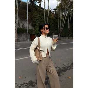 Cardigan en tricot Balboa à double fermeture éclair, imprimé floral, en laine, longueur longue ou courte, style décontracté à capuche pour le printemps, l'été, l'automne et l'hiver - Product Image 3