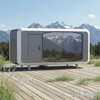 Cabane Apple moderne préfabriquée en acier et polycarbonate, maisonnette mobile sur roues entièrement équipée, pod de jardin, bureau portable, maison de jardin