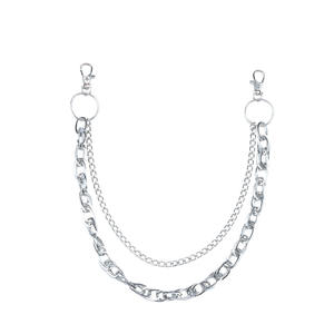 Cadena de cintura con anillo de metal, estilo hip hop punk, cadena corporal informal de moda, aleación de zinc, color blanco K795 - Product Image 5