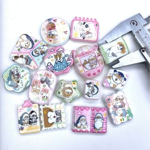 Perline Sciolte Acriliche Stampate Fronte-Retro a Forma di Gatto Squalo Carino, Accessori Fai-da-te per Catene di Telefoni Cellulari - Product Image 2