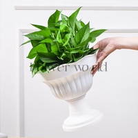 Pot bunga hijau Mini Resin Diameter besar untuk pot bunga hidroponik ukuran besar kreatif taman untuk pot bunga plastik sukulen tinggi