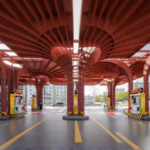 עמיד רב תכליתי מבנה פלדה גדול צדדי תחנת גז בניין עיצוב תעשייתי מותאם אישית לסופרמרקט וליישום קניון - Product Image 2