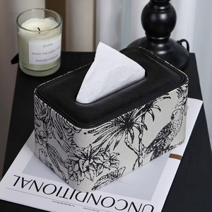 Porta Servilletas de Lujo Moderno con Apertura Magnética en la Parte Inferior, Elegante Porta Servilletas de Cuero PU con Opción de Logotipo Personalizado FRINS - Product Image 1