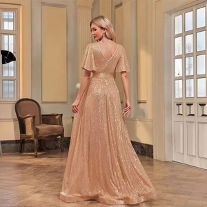 فستان سهرة رسمي أنيق بقصة ذيل سمكة مكشكش بأكمام قصيرة لوالدة العروس الطويلة من TEENYEE، مثالي لضيوف حفلات الزفاف - Product Image 4