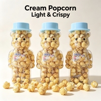 Pop-corn crémeux et sucré sans OGM ni graisses trans en forme d'ours pour les fêtes d'anniversaire des enfants, bouteille en plastique transparente, emballage personnalisable