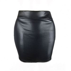 Falda de tubo de cuero PU de imitación Simple para mujer, vestido de estilo corto, Mini falda informal elástica Simple de Base delgada coreana - Product Image 1