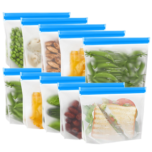 Juego de Bolsas Reutilizables para Almacenamiento de Alimentos al por Mayor, Bolsa con Cierre Hermético, Recipientes a Prueba de Fugas Sin Silicona, Logotipo Personalizado OEM - Product Image 1