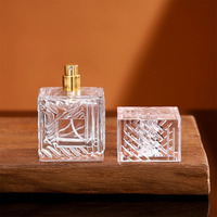Bouteille en verre de luxe 100 ml carrée avec pulvérisateur et capuchon – Stock disponible