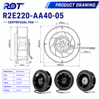 Ventilador Centrífugo Original R2E220-AA40-05 AC, 230V 0.38A, 85W, 2700 RPM, 220mm, Curvatura Inversa, Reemplazo para Panel de Control