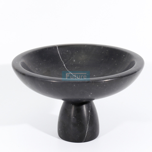 Cuencos de bandeja de fruta decorativos de mármol de flor blanca de piedra Natural, cuencos contemporáneos, cuenco tallado de mármol blanco Menhir - Product Image 4