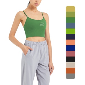 Custom Logo Graphic Cropped Tank Top Sleeveless Shoulder Vest Fashionable Blank Tube Crop Top OEM Cotton Women Crop Tank Top