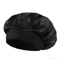 Bonnet en satin de soie avec élastique pour cheveux bouclés - Utilisation pour dormir et prendre un bain de douche SPA/YOGA Femmes et hommes
