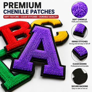 Parches Bordados de Chenilla Personalizados, Parches Termoadhesivos para Toallas, Insignias con Logotipo Termoadhesivas para Prendas de Vestir, Sombreros, Bolsos, Uniformes - Product Image 2