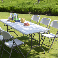 Ensemble Table Pliante Blanche en Plastique et Chaises de Haute Qualité pour 6 à 8 Personnes, Idéal pour Location en Événements de Jardin (1,80 m)