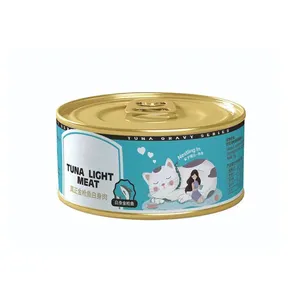 OEM ODM Vente en gros Conserve de nourriture pour chat Riche en protéines de thon pour chat Vrais fruits de mer Friandises pour animaux de compagnie Snacks de nourriture