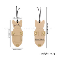 Marque-page créatif en cuir PU en forme de chat mignon avec porte-stylo, accessoire de lecture multifonctionnel, clip de page portable
