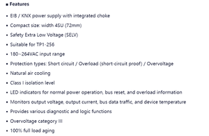 แหล่งจ่ายไฟ Mean Well KNX-40E-1280 KNX/EIB 30V 1280mA 38.4W แบบติดตั้งบนราง DIN พร้อมโช้คในตัวสำหรับระบบอัตโนมัติอาคารอัจฉริยะ - Product Image 4