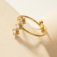 Nouvelle bague croisée bague ligne incrustée de zircon bague en acier inoxydable plaqué or 18 carats pour femme, pas de décoloration