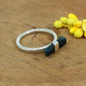92.5 Sterling Silver Handmade Finger Ring with Natural Blue Kyanite Gemstone Untreated Rough Latest <b>Simple</b> Classic Design - Product Image 2
