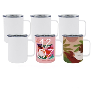 Al Por Mayor, Tazas Blancas de Acero Inoxidable de Doble Pared, Aisladas al Vacío, de 12 oz, <span class=keywords><strong>para</strong></span> Viajes, Café, Campamento, <span class=keywords><strong>para</strong></span> <span class=keywords><strong>Sublimar</strong></span>, con Asa - Product Image 6