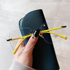 Qianai Montures de lunettes rectangulaires sans monture Verres anti-lumière bleue en polycarbonate Unisexe M3 21092 - Product Image 4