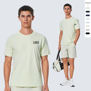 T-shirt Senza Cuciture da Uomo per Sport e Palestra, Estiva in Seta Ghiacciata, <span class=keywords><strong>Manica</strong></span> <span class=keywords><strong>Corta</strong></span> ad Asciugatura Rapida, Abbigliamento Casual alla Moda - Product Image 1