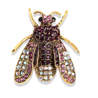 Broche en gros d'animaux et d'insectes, broche abeille et araignée incrustée de strass, accessoires de vêtements en cristal pour cadeaux