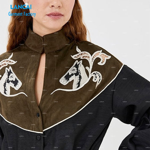 Personalizado Nuevo Estilo Bordado Vestido Largo Casual Algodón Manga Larga Vestidos de Carrera - Product Image 6