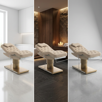 Ensemble de lit de beauté électrique moderne et élégant, base métallique de luxe, table de massage facial pour salon de beauté et spa, chaise réglable en hauteur pour extensions de cils