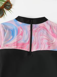 <span class=keywords><strong>Maillot</strong></span> <span class=keywords><strong>de</strong></span> <span class=keywords><strong>bain</strong></span> deux pièces <span class=keywords><strong>grande</strong></span> <span class=keywords><strong>taille</strong></span> pour femme avec motif teint et bonnet <span class=keywords><strong>de</strong></span> <span class=keywords><strong>bain</strong></span>, pantalon à manches longues, coupe ajustée et amincissante, tenue <span class=keywords><strong>de</strong></span> plage - Product Image 2