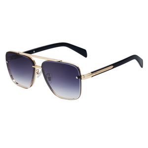 Nuevas gafas de sol cuadradas de estilo europeo americano para hombre, con doble puente dorado, protección UV400, lentes de PC, montura negra - Product Image 4