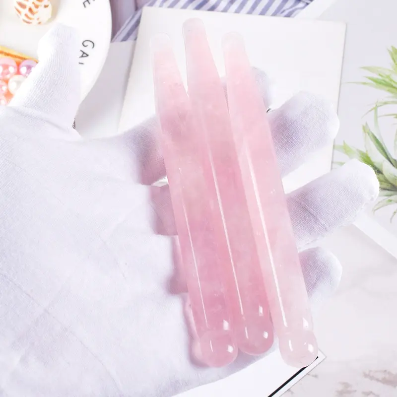 Rosequartz Point Yoni Healing Wands Rose Quartz Gua Sha นวดจุด