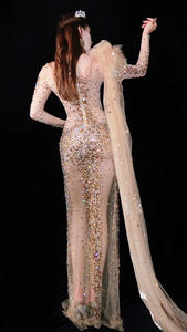 NOVANCE Y1718 Nouveautés Vêtements 2026 Robe de soirée féerique <span class=keywords><strong>sexy</strong></span> en dentelle scintillante avec traîne, Robe de soirée formelle nude, Robe de nuit tendance - Product Image 6