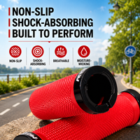 MOTSUV Bicycle Grips Bilateral Aluminum Alloy Lock Ring Rubber Anti Slip Comfortable Lock on Handles Grip Cycling Accessories