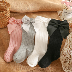 Bow bé cotton cô gái Vớ bán buôn rắn màu trẻ em cô gái Vớ giữa ống trẻ em vớ - Product Image 2