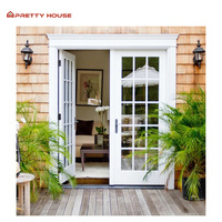 Porte d'entrée double moderne en aluminium avec verre trempé pour villa, style français, conforme NFRC
